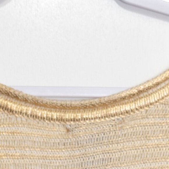 Alberto Malaki Size XL Gold & Cream Knit Loose-Fit Womens Poncho Sweater - Picture 6 of 8